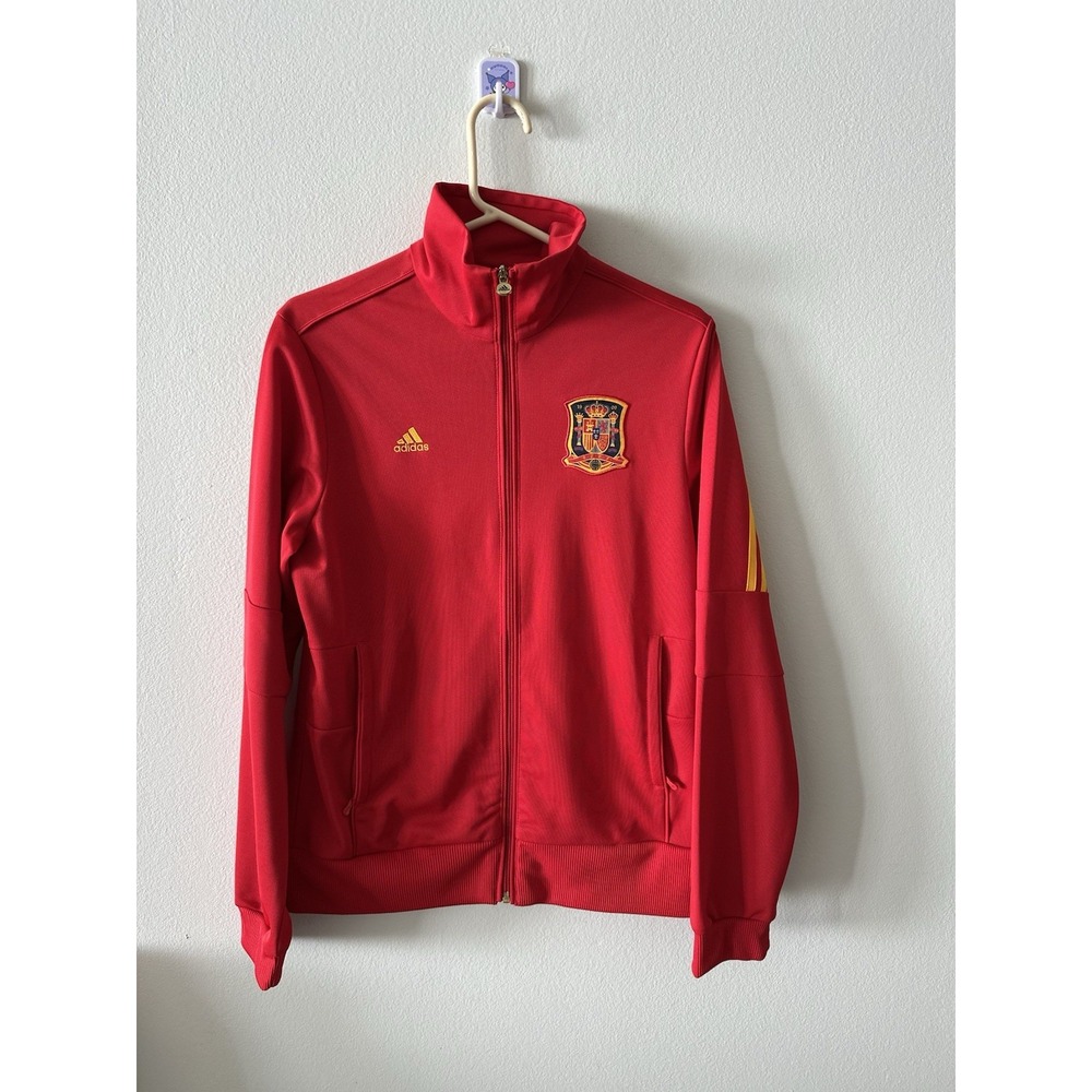 NWT Adidas Track Jacket Spain Futbol Soccer Women Red Size L Full Zip Soccer Y2K